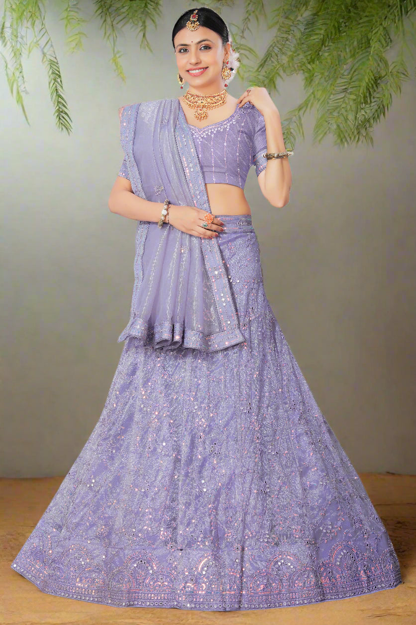 Glistening Lavender Lehenga for Festive & Wedding Occasions