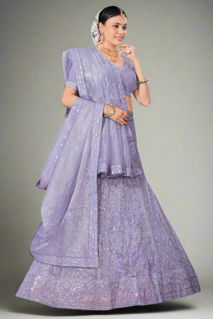 Glistening Lavender Lehenga for Festive & Wedding Occasions