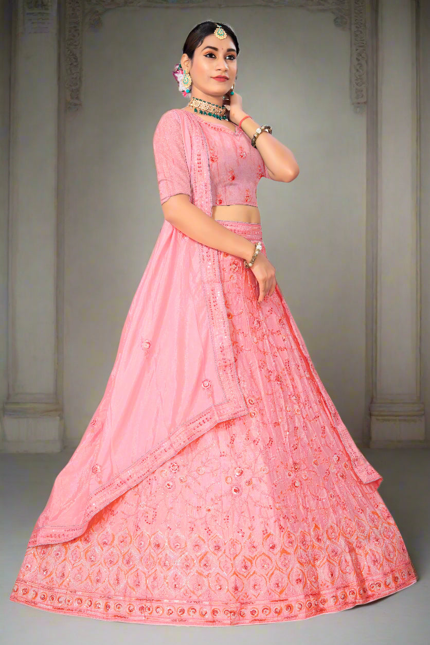 fancy multi dual sequin embroidered lehengha choli